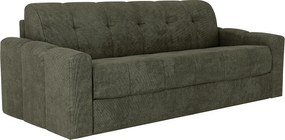 Kanapa 4-osobowa rozkładana z typu express , zielona khaki teksturowana tkanina - Powierzchnia spania na szerokich listwach 160 cm - Materac 22 cm z pamięcią kształtu - DARIELO