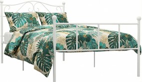 Białe pojedyncze łóżko metalowe 90x200 cm N6-M79