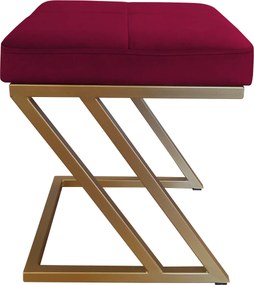 Pufa ZETA tkanina Welur loft ławka podnóżek metal : Kolor Stelaża - Złoty, Kolor tkaniny - VELVET - MG31, Typ tkaniny - Velvet