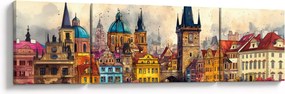Obraz - Jesień w malowanym mieście (170x50 cm)