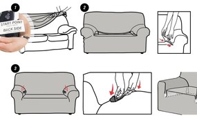 Pokrowiec elastyczny na kanapę ESTIVELLA beżowy, 180-220 cm, 180 - 220 cm