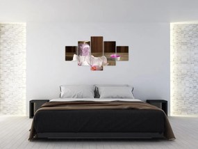 Obraz - Świeca i orchidee (125x70 cm)