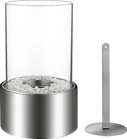 Kominek na bioetanol MARSIGLIA Silver, biokominek stołowy, D16 x H27, do wewnątrz i na zewnątrz.