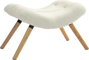 HOMCOM Nowoczesna stopka z drewnianymi nogami i pokryciem z fleece, tapicerowana, do salonu, sypialni, przedpokoju, Kremowobiały