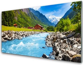 Panel Szklany Kręta Rzeka w Górskiej Dolinie