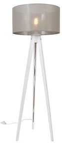 Nowoczesna lampa podłogowa statyw biały z kloszem taupe 50 cm - Tripod Classic Nowoczesny Oswietlenie wewnetrzne