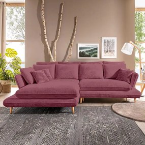 Narożnik MONTE Lewostronny z funkcją spania, pojemnikiem i poduszkami, Sorriso 10 Bordowy WERSAL