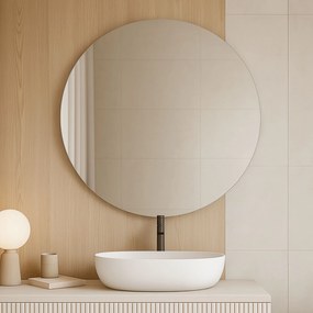 Lustro okrągłe wiszące bezramowe oszlifowane bez oświetlenia MOON | Różne rozmiary | Różne kolory szkła : Kolor - Srebro, Średnica - 90 cm