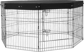 Park dla Psów SucceBuy 8-Panelowy Składany Metalowy Kojec dla Psów, Wys. 76.20 cm z Pokrywą Górną