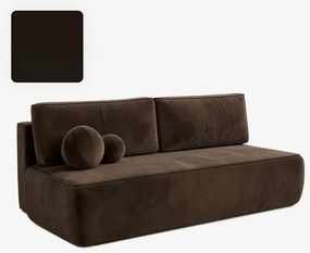 Sofa z Funkcją Spania ARVETO Brązowa Welurowa Nowoczesna
