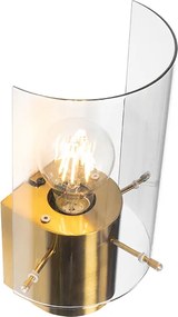 Vintage Lampa ścienna mosiądz z dymionym szkłem - Vidra