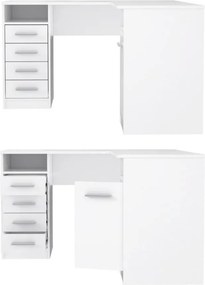 Białe biurko narożne z kontenerkami NET106 OFDB125-120