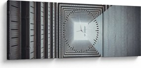 Obraz - Widok z wnętrza budynku (z zegarem) (90x30 cm)