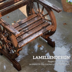 Outsunny Krzesło ogrodowe drewniane fotel ogrodowy w stylu koła wozu, krzesło drewniane w stylu wiejskim Zwęglony | Aosom PL