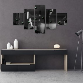Abstrakcyjny obraz - zielone kulki (125x70 cm)