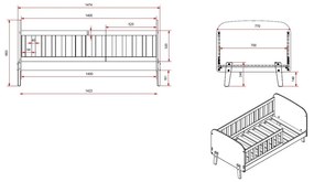 Białe łóżko dziecięce Vipack Toddler, 70x140 cm