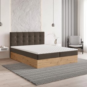 Masseno Łóżko kontynentalne MOLVEN z pojemnikiem na pościel 140x200 cm - Brązowy, SORO 28