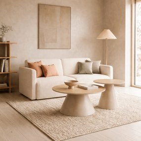 Zestaw Stolików Kawowych AVILA Trawertyn/Beż Nowoczesny