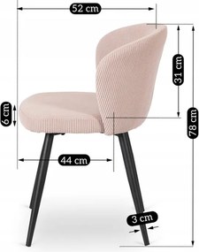Krzesło Tapicerowane HAILEY Beżowe Sztruksowe Nowoczesne Loft
