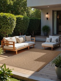 Dywan zewnętrzny dwustronny Duet Ornament beżowo-kremowy 200 cm x 290 cm