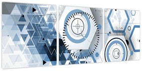 Obraz - Abstrakcja geometryczna (z zegarem) (90x30 cm)