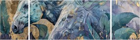 Obraz - Konie na złotym tle (170x50 cm)