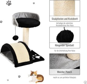 Drapak z piłeczkami do zabawy drapak do ostrzenia pazurów słupek z liny sizalowej kolor beżowy | Aosom.pl