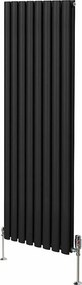 Grzejnik kolumnowy owalny i zawory - 1600 mm x 480 mm - czarny