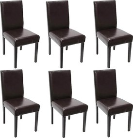 Zestaw 6 krzeseł do jadalni Littau ze sztucznej skóry,  sztuczna skóra, brązowe, ciemne nogi