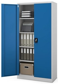 Biurowa szafa metalowa na akta JAN, 900 x 1850 x 400 mm, szaro-niebieska
