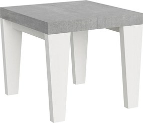 Stół rozkładany 90x90/246 cm Blat cementowy Spimbo Mix - Nogi z białego jesionu