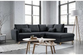 Ciemnoszary rozkładany narożnik Miuform Scandic Lagom L, prawostronny