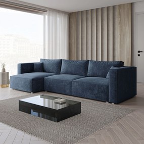 Masseno Narożnik TOLMO z funkcją spania i pojemnikiem na pościel Narozniki L, Rozkładana sofa - Niebieski, LUMO 05