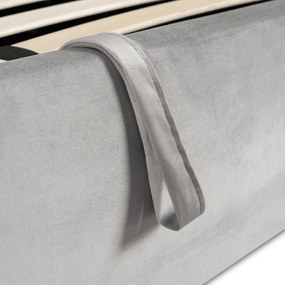 Łóżko Tapicerowane 180x200 cm ze Stelażem i Pojemnikiem Dwuosobowe BRISTOL Szare Welurowe