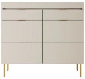 Komoda Sentia 105 dwudrzwiowa z dwoma szufladami - kaszmir / złoty