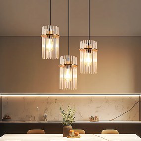 Lampa wisząca Nettlife z trzema źródłami światła do jadalni – okrągła szklana lampa wisząca z gniazdem E27, 16 cm (żarówki nie są dołączone)