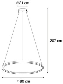 Lampa wisząca czarna 80 cm w komplecie z LED 3-stopniowo ściemnialna - GirelloDesignerski Oswietlenie wewnetrzne
