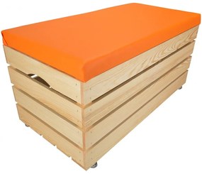 Pufa kufer skrzynia z kółkami drewniana sosnowa siedzisko 80cm naturalna