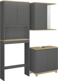 Zestaw mebli łazienkowych antracyt/dąb 60x30x60 livia