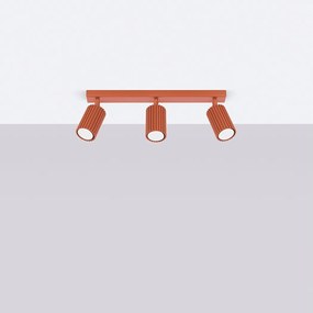 Lampa sufitowa minimalistyczny Gloow, aluminium - 3 źródło światła 4000K - L.45 x H.16.5 cm - ochra czerwona