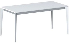 Stół konferencyjny do biura PRIMO ACTION, 160x80 cm, szaro-srebrna podstawa, biały