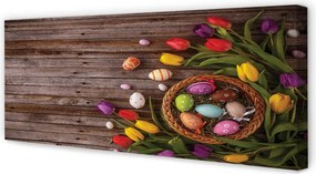 Zdjęcie na płótnie Jajka i Tulipany na Deskach