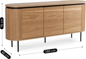 Komoda do Salonu BECK MAXI 160 cm Dąb Trzydrzwiowa Ryflowana Nowoczesna