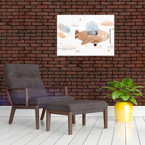 Obraz - Akwarela słoń w samolocie (70x50 cm)