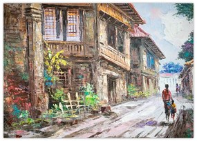 Obraz filipińskiej wioski, Azja (70x50 cm)