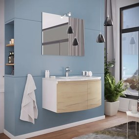 Mobilna wanna rover dymiona "Ettore" z 2 frontami ze specchio LED i ceramiczną umywalką cm 80x49 42h