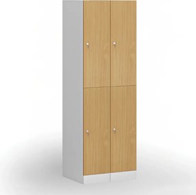 Szafka skrytkowa S1, 2 schowki, 1850 x 300 x 500 mm, demontaż, zamek cylindryczny, drzwi laminowane, buk