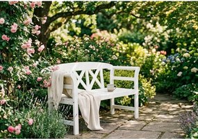 Biała drewniana ławka ogrodowa Vancouver – Garden Pleasure