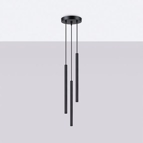 Lampy wiszące nowoczesny Elara, stal - 3 źródło światła 4000K - L.20 x H.120 cm - czarny
