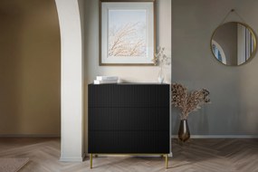 Komoda z szufladami Nicole 100 cm - czarny mat / złote nóżki